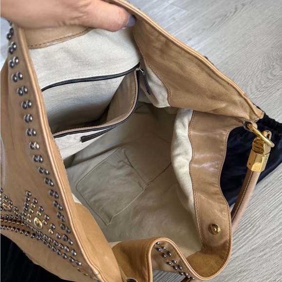 Yves Saint Laurent Camel Studded Shoulder Bag - Picture 8 of 15